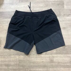 Black and Gray Athletic Shorts with Elastic Waistband